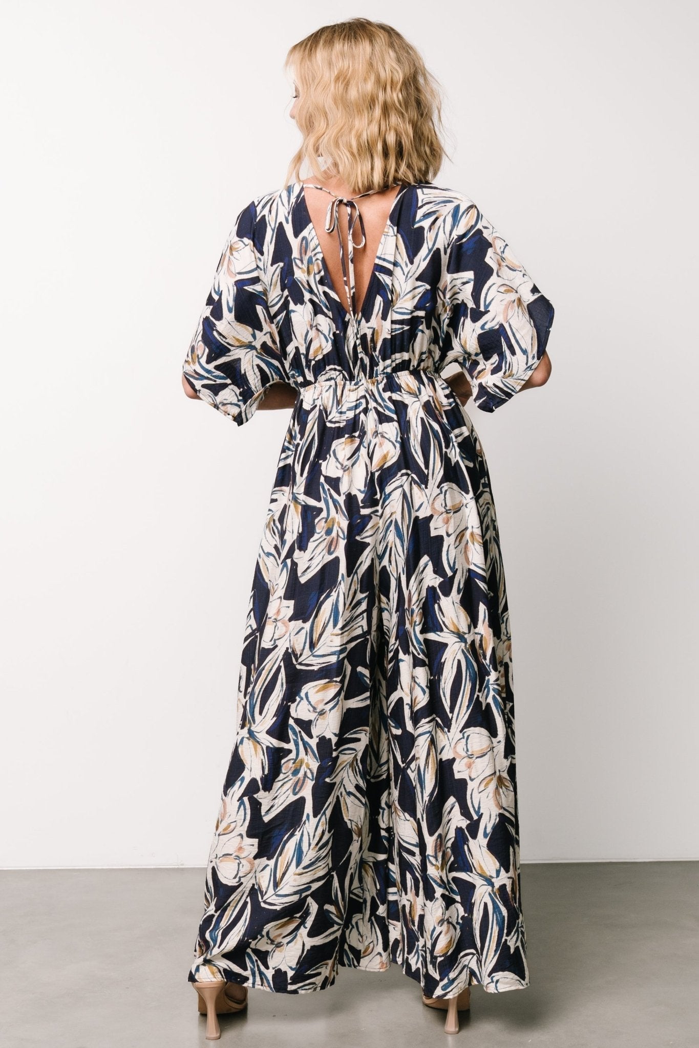 Giada Wide Leg Jumpsuit | Navy + Off White