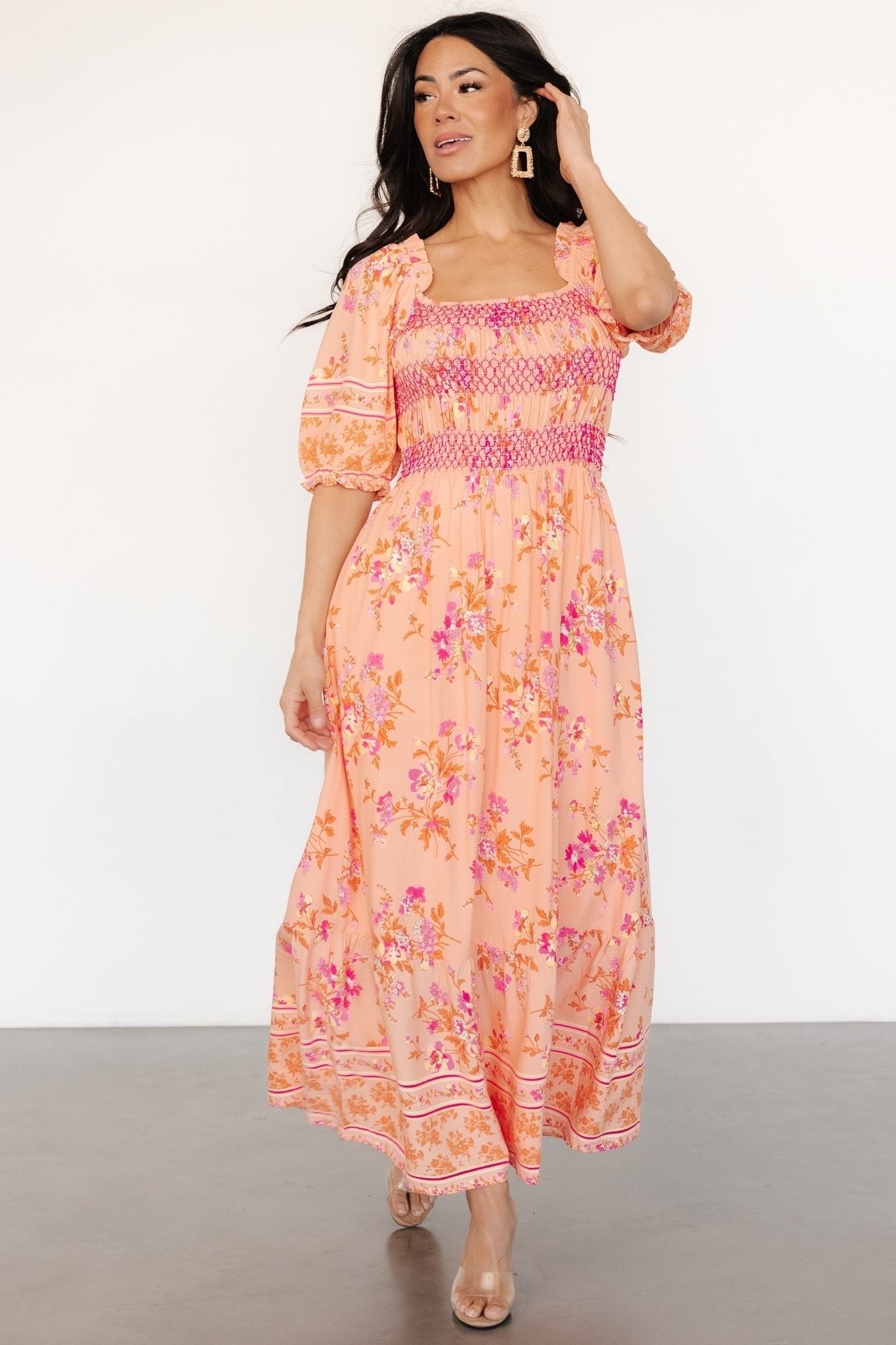 Mesa Smocked Dress | Coral Multi