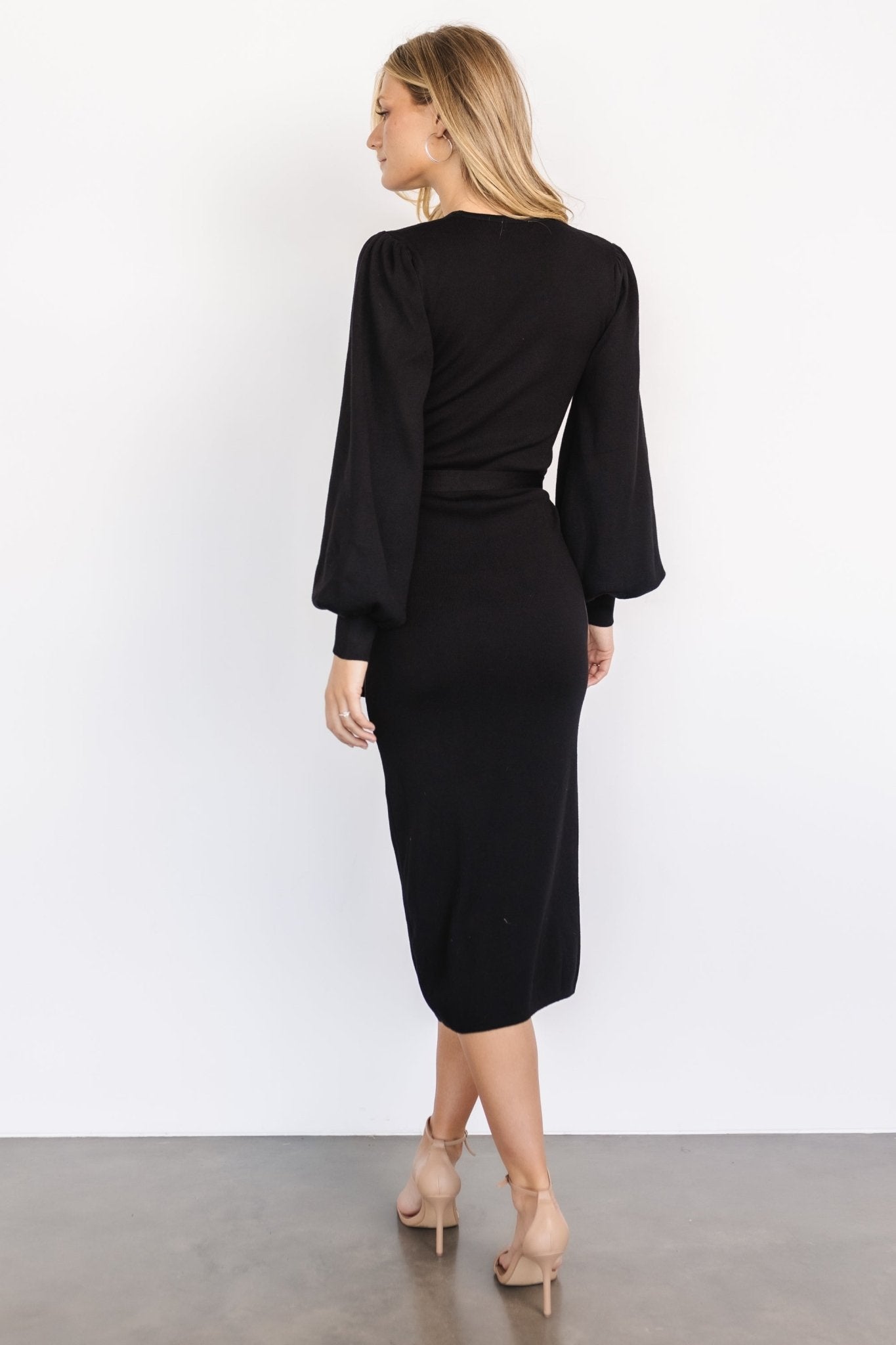 Soho Bubble Sleeve Sweater Dress | Black